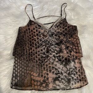 River Island Brown and Tan Asymmetrical Ruched Camisole